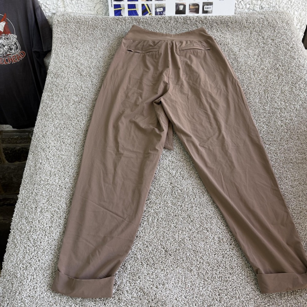 Athleta Cardiff Pant Womens 8 Brown Ankle Tapered Belted Travel Workwear - Picture 3 of 12